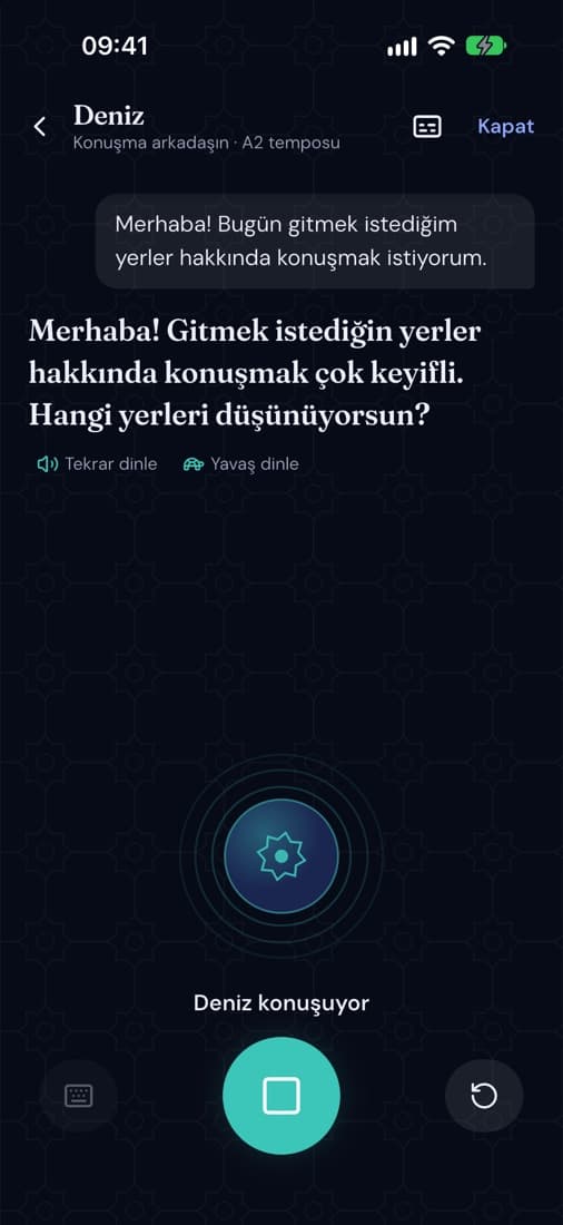 Yapay zekâ konuşma arkadaşı Deniz ile sohbet